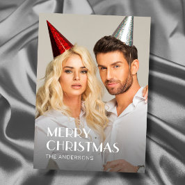 Moderne typografie Kerst foto 2-zijdig ontwerp Feestdagenkaart