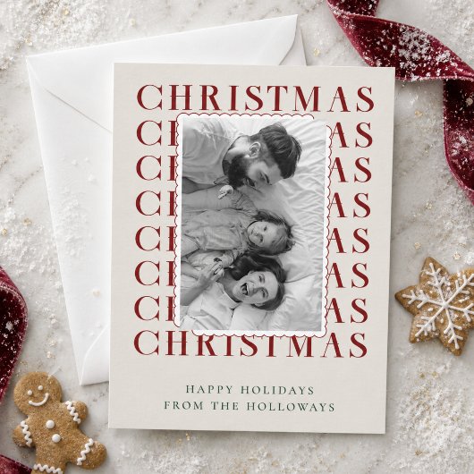 Moderne typografie kerst foto kerstkaart
