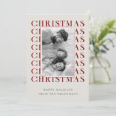 Moderne typografie kerst foto kerstkaart (Staand voorkant)
