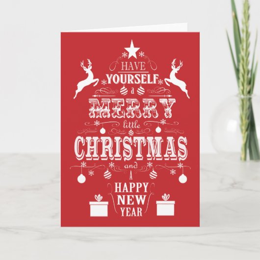 Moderne  typografie Kerstboom Feestdagen Kaart (Voorkant)