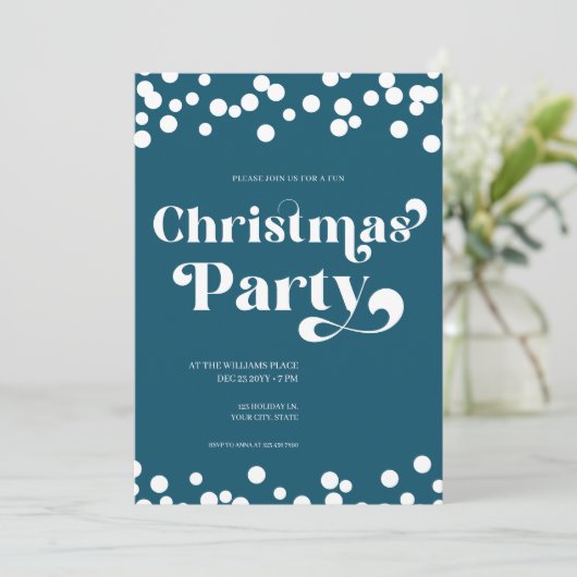Moderne Typografie Kerstfeest Uitnodiging (Staand voorkant)