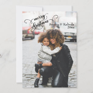 Moderne typografie kerstkaart met foto