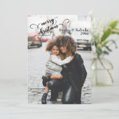 Moderne typografie kerstkaart met foto (Staand voorkant)