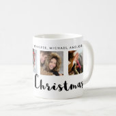 Moderne Typografie Kerstmis Vier Fotoraster Koffiemok (Voorkant rechts)