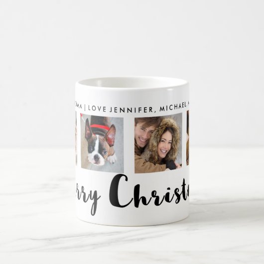 Moderne Typografie Kerstmis Vier Fotoraster Koffiemok (Center)