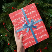 Moderne Typografie Kerstpatroon Custom Family Cadeaupapier