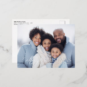 Moderne typografie kerstvakantie foto folie uitnodiging briefkaart