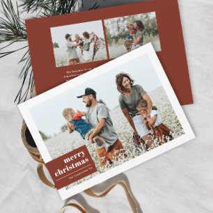 Moderne typografie Kleurblok foto Kerstmis Feestdagenkaart