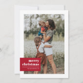 Moderne Typografie Kleurenblok Foto Kerstmis Feestdagenkaart (Voorkant)