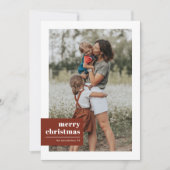 Moderne Typografie Kleurenblok Foto Kerstmis Feestdagenkaart (Voorkant)