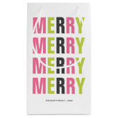 Moderne Typografie Kleurrijke "Vrolijke" Kerstmis Klein Cadeauzakje (Achterkant)