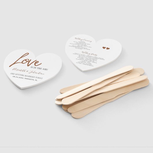 Moderne typografie koper glitter bruiloft programm handwaaier (Niet-gemonteerd)