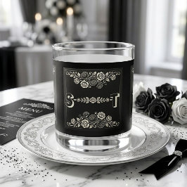 Moderne typografie koppel trouw monogram zwart whisky glas