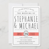 Moderne typografie koraal levende bruiloft afgeron kaart (Voorkant)