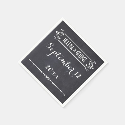 Moderne typografie,  krijtbord bruiloft servetten (Hoek)