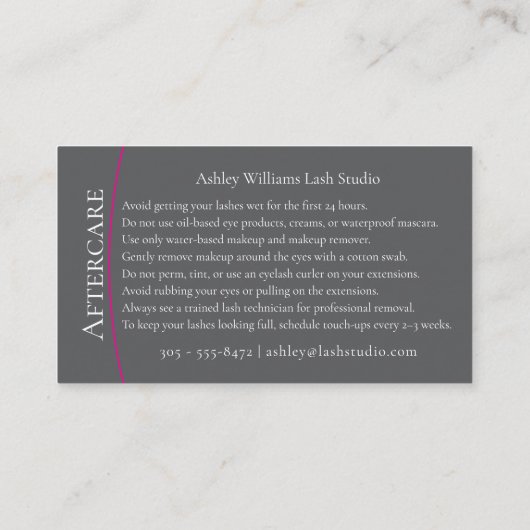 Moderne typografie "LASHES" door nazorg Visitekaartje (Achterkant)