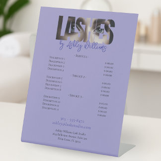 Moderne typografie "LASHES" door prijslijst Reclamebord Met Voetstuk