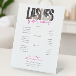 Moderne typografie "LASHES" door prijslijst Reclamebord Met Voetstuk