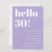 Moderne typografie Lavendel 30e verjaardagsfeestje Kaart (Voorkant)