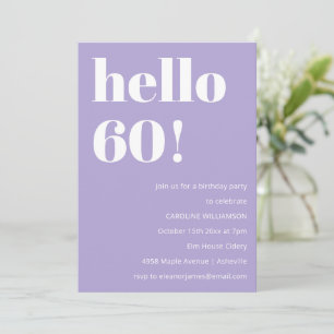 Moderne typografie Lavendel 60e verjaardagsfeestje Kaart