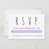 Moderne typografie lavendel paarse bruiloft RSVP kaartje (Voorkant)