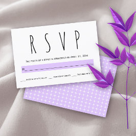 Moderne typografie lavendel paarse bruiloft RSVP kaartje