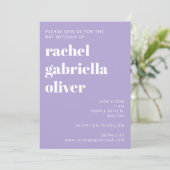 Moderne Typografie Lavender Paars Bat Mitzvah Kaart (Staand voorkant)