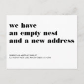 Moderne Typografie Leeg Nest Nieuw Adres Aankondigingskaart (Voorkant)
