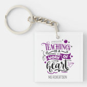 Moderne typografie leraar bedankt gepersonaliseerd sleutelhanger (voorkant)