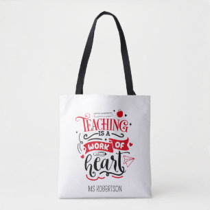 Moderne typografie leraar bedankt gepersonaliseerd tote bag