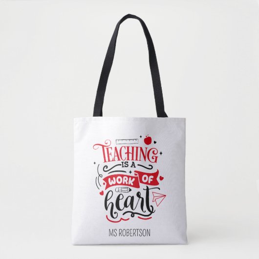 Moderne typografie leraar bedankt gepersonaliseerd tote bag (Voorkant)