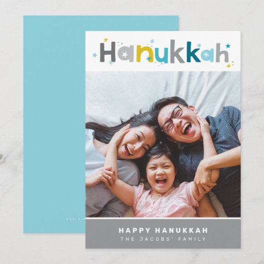 MODERNE TYPOGRAFIE leuk kleurrijk fotoportret Feestdagenkaart (Voorkant / Achterkant)