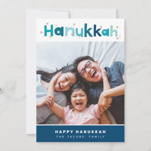 MODERNE TYPOGRAFIE leuk kleurrijk fotoportret Feestdagenkaart (Voorkant)