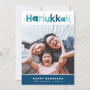 MODERNE TYPOGRAFIE leuk kleurrijk fotoportret Feestdagenkaart