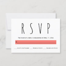 Moderne typografie levende koraalbruiloft RSVP-kaa