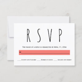 Moderne typografie levende koraalbruiloft RSVP-kaa RSVP Kaartje