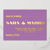 Moderne typografie | Licht paarse Folie Uitnodiging (Voorkant)