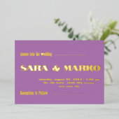 Moderne typografie | Licht paarse Folie Uitnodiging (Staand Voorkant)