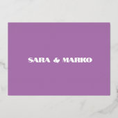 Moderne typografie | Licht paarse Folie Uitnodiging (Achterkant)