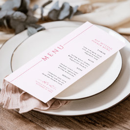 Moderne typografie lichte roze Bat Mitzvah-menu Menu