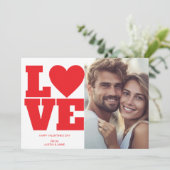 Moderne typografie LIEFDE, valentijnsdag foto Feestdagenkaart (Staand voorkant)