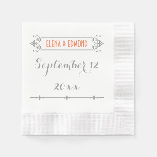 Moderne typografie, lijst bruiloft servetten (Voorkant)