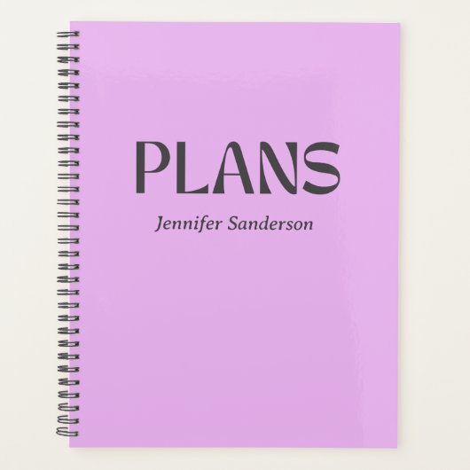 Moderne typografie Lila Paarse gepersonaliseerde Planner (Voorkant)