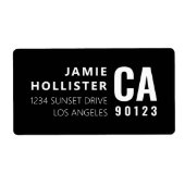 Moderne Typografie Look Zwart/Wit Retouradres Etiket (Voorkant)