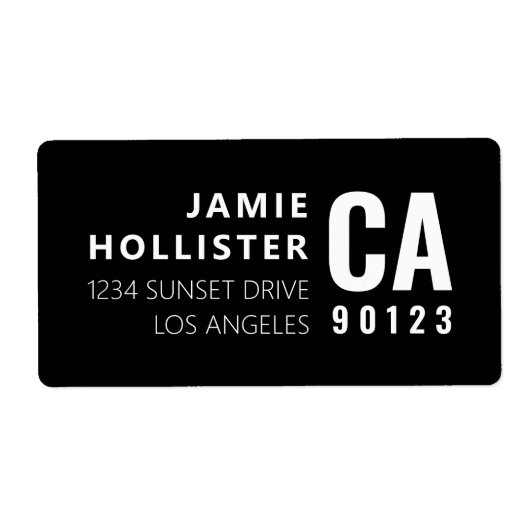 Moderne Typografie Look Zwart/Wit Retouradres Etiket (Voorkant)