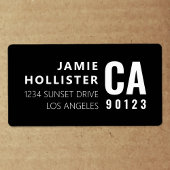 Moderne Typografie Look Zwart/Wit Retouradres Etiket