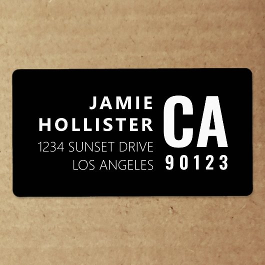 Moderne Typografie Look Zwart/Wit Retouradres Etiket