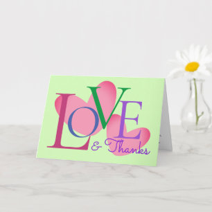 Moderne Typografie Love and Bedankt Text Design Ka Kaart