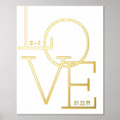 Moderne Typografie Love Initialen Wedding Date Gol Folie Afdrukken (Voorkant)