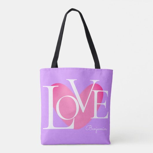 Moderne Typografie LOVE Text Design Tote Bag (Achterkant)